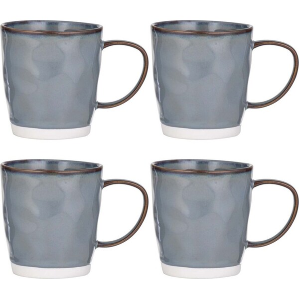 4PK Ladelle Halo Porcelain 12.5cm/350ml Mug Coffee Water Drinking Cup Steel