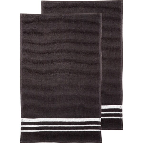 2PK Ladelle Terry Cotton 45x70cm Kitchen Towel Cleaning Dish Drying Cloth Black