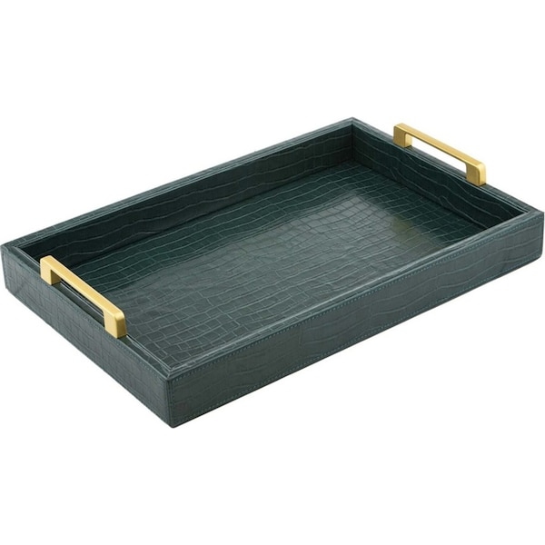 Tempa Giovanni PU/MDF 48x24cm Serving Tray w/ Handles Large Rectangle Forest