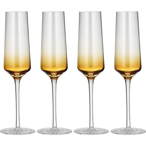 4PK Ladelle Prism 240ml Champagne Glass Stemmed Drinkware/Glassware Set Amber