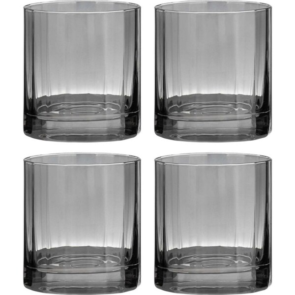 4PK Tempa Ava 305ml/9cm Crystal Whisky Glass Tumbler Drinkware Set Charcoal