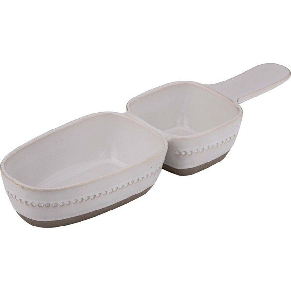 Ladelle Cameo Stoneware 35.5cm/2-Part Serve Stick Dish/Snack Dip Server Ivory