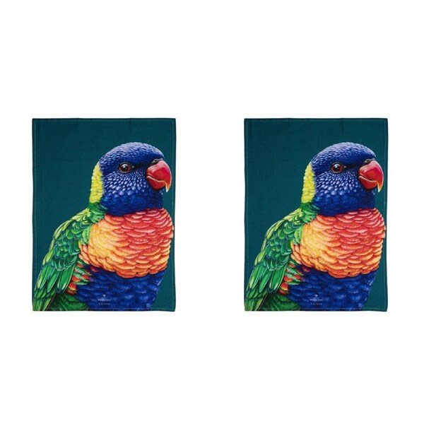 2x Ashdene Cotton 70x50cm Modern Birds Rainbow Lorikeet Kitchen Towel Dish Cloth