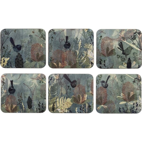 6pc Ashdene Hardboard/Cork Enchanting Banksia Coaster Table Surface Protector