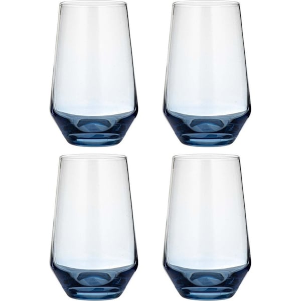 4PK Ladelle Prism 400ml Highball Tumbler Glass Drinkware/Glassware Set Blue