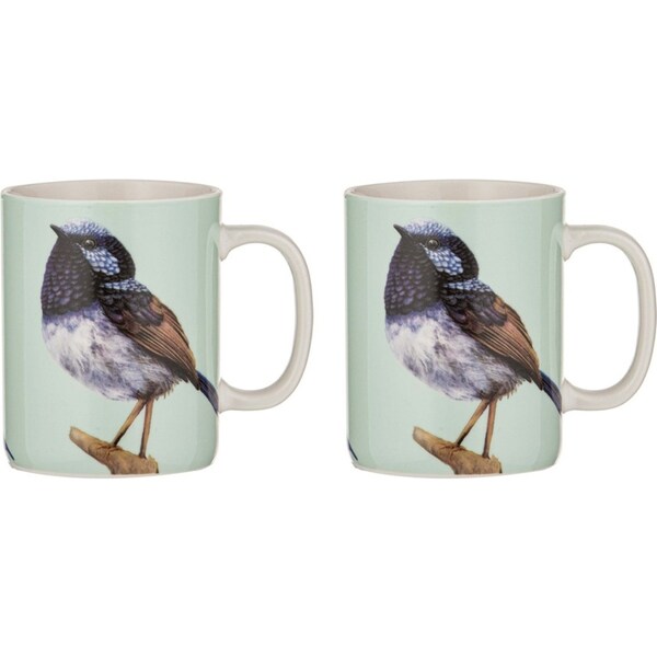 2x Ashdene New Bone China 350ml Modern Birds Wren Mug Coffee Drink Cup w/ Handle