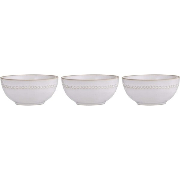3PK Ladelle Cameo Stoneware 12cm Nibble Bowl/Snack Side Dish Server Round Ivory