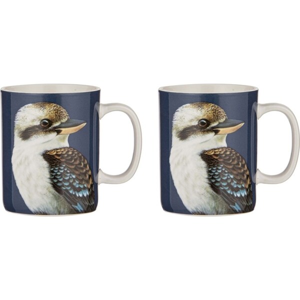 2x Ashdene New Bone China 350ml Modern Birds Kookaburra Mug Coffee/Tea Drink Cup