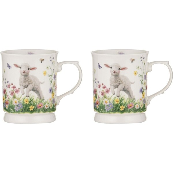2x Ashdene New Bone China 400ml Sweet Meadows Lamb Mug Tea/Coffee Drinking Cup