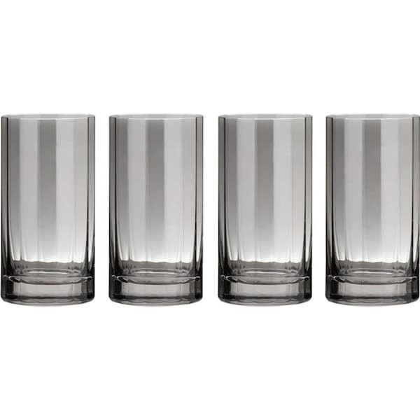 4PK Tempa Ava 464ml/15cm Crystal Highball Tumbler Drinking Glasses Charcoal