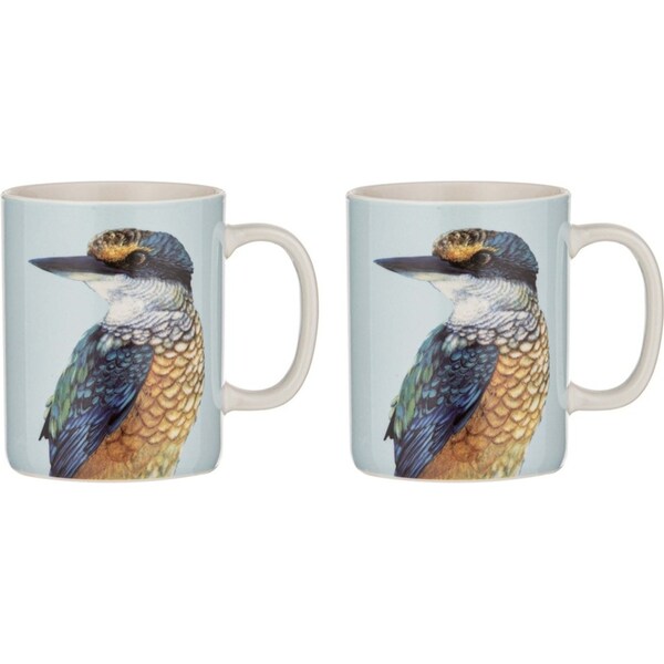 2x Ashdene New Bone China 350ml Modern Birds Kingfisher Mug Coffee/Tea Drink Cup