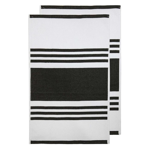 2PK Ladelle Lennox Cotton 50x70cm Kitchen Towel/Drying Dishcloth Rectangle Black