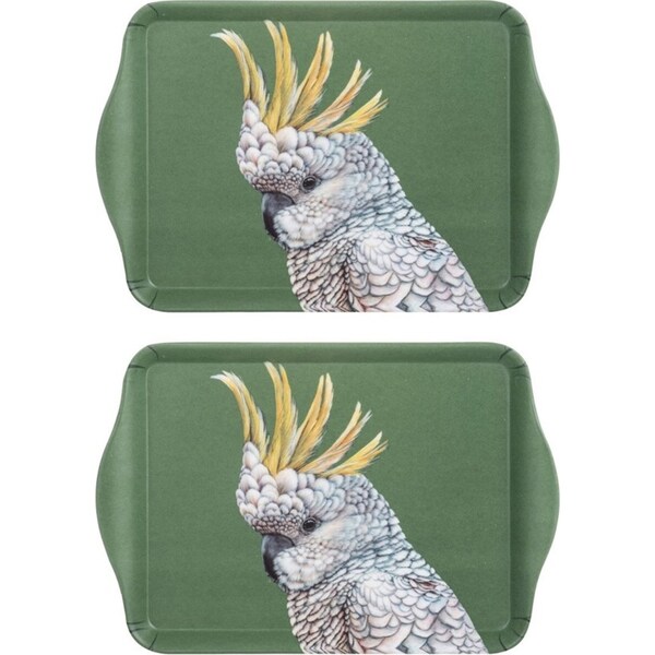 2PK Ashdene Matte Melamine Modern Birds Cockatoo Scatter Tray 21cm Food Server
