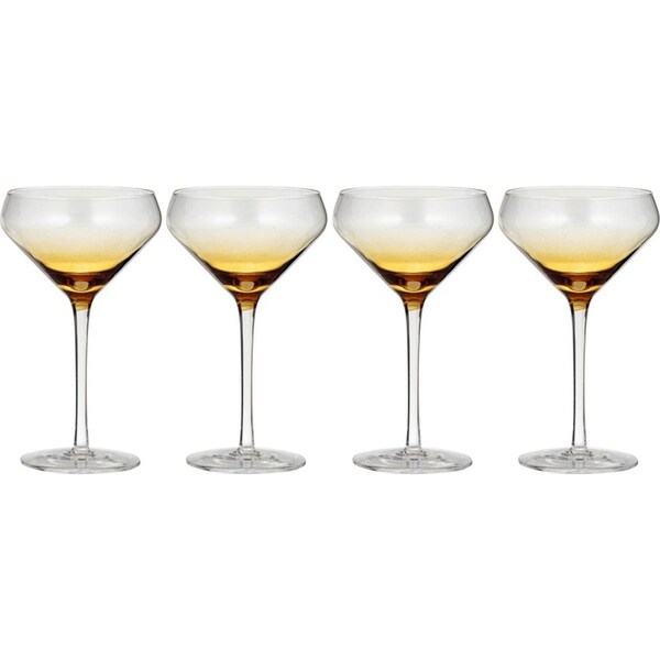 4PK Ladelle Prism 240ml Cocktail Coupe Glass Stemmed Drink Glasses Set Amber