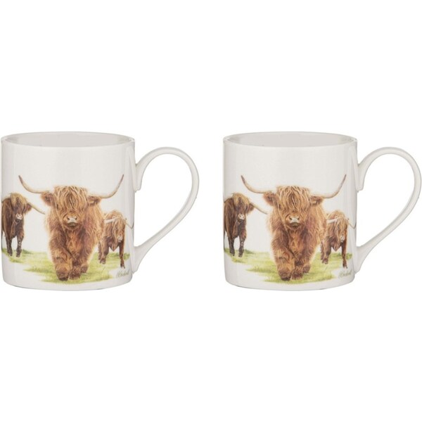 2x Ashdene New Bone China 380ml/12cm Highland Herd Mug Coffee/Tea Drinking Cup