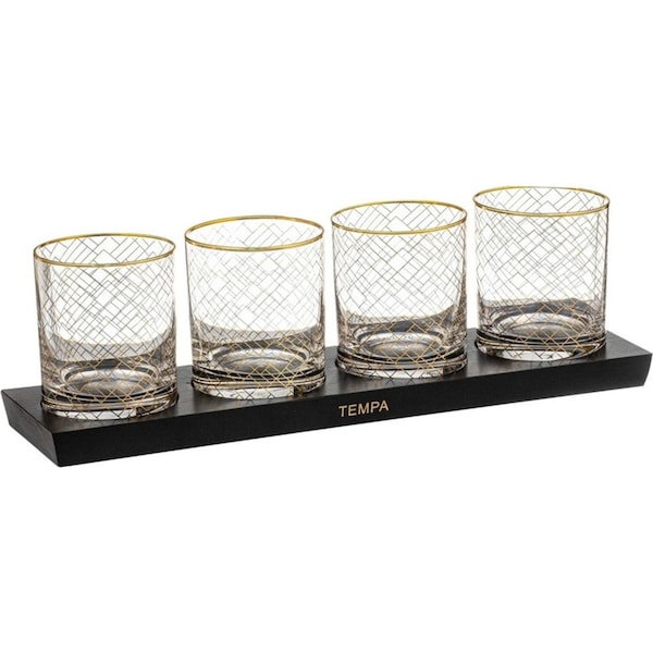 4pc Tempa Winston Spirits Tasting Flight 305ml Crystal Glass w/ Storage Set