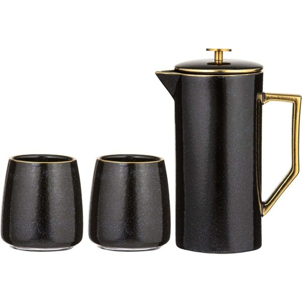 3pc Tempa Rae New Bone China/SS Coffee Press/Mug Cup Drinkware Set Charcoal