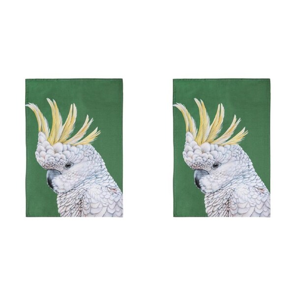2x Ashdene Cotton 70x50cm Modern Birds Cockatoo Kitchen Towel Dish Drying Cloth