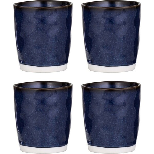 4PK Ladelle Halo Porcelain 9cm/350ml Tumbler Water/Juice Drink Cup Midnight
