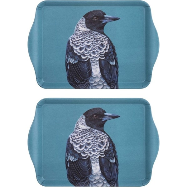 2PK Ashdene Matte Melamine Modern Birds Magpie Scatter Tray Kitchen 21cm Server