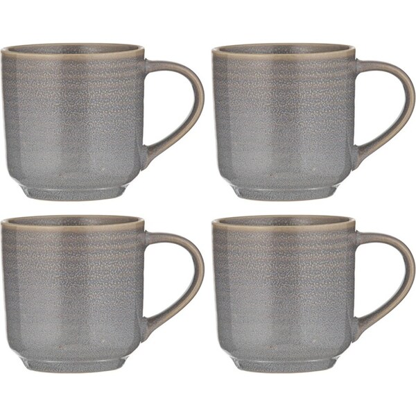 4PK Ladelle Melange Cornflower Stoneware 13cm/380ml Mug Coffee Cup Light Grey