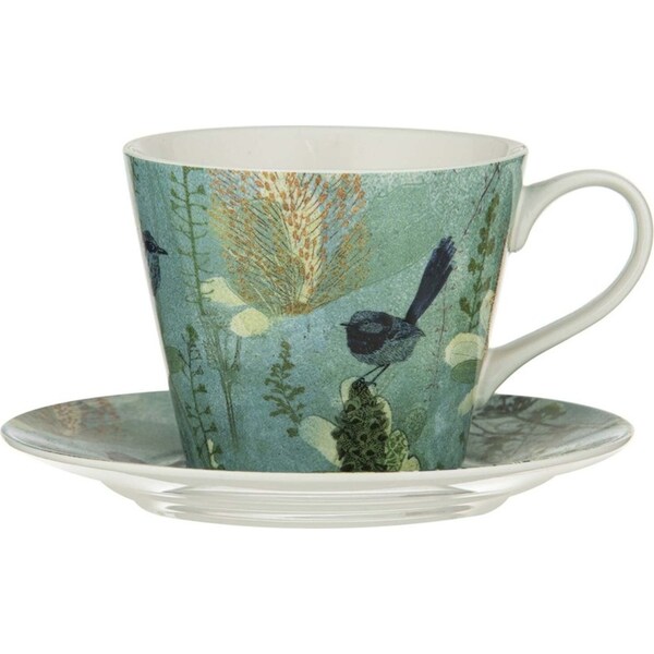 2pc Ashdene New Bone China 340ml Enchanting Banksia Cup & Saucer Set - Green