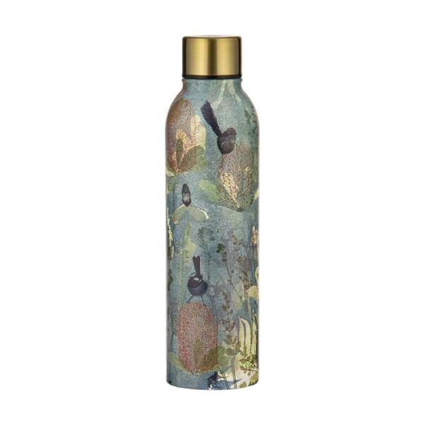Ashdene Stainless Steel 500ml/24cm Enchanting Banksia Drink Bottle w/ Lid Green