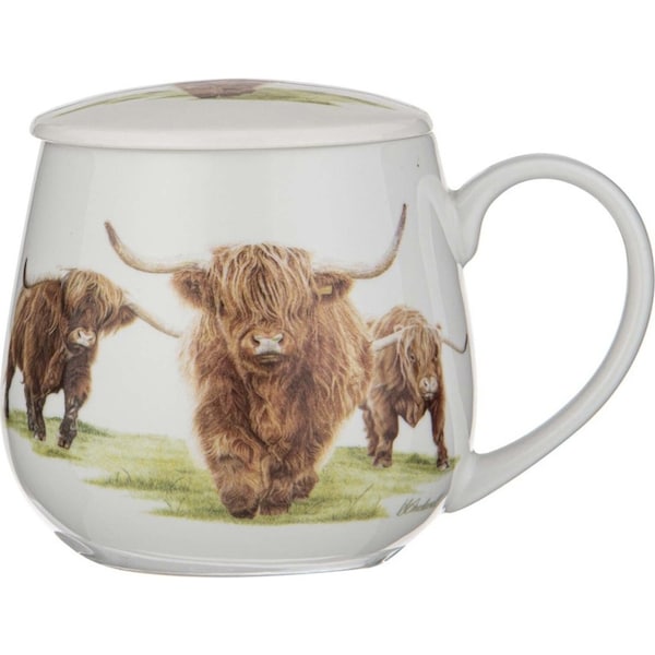 3pc Ashdene New Bone China 430ml Highland Herd Mug Infuser Coffee/Tea Maker