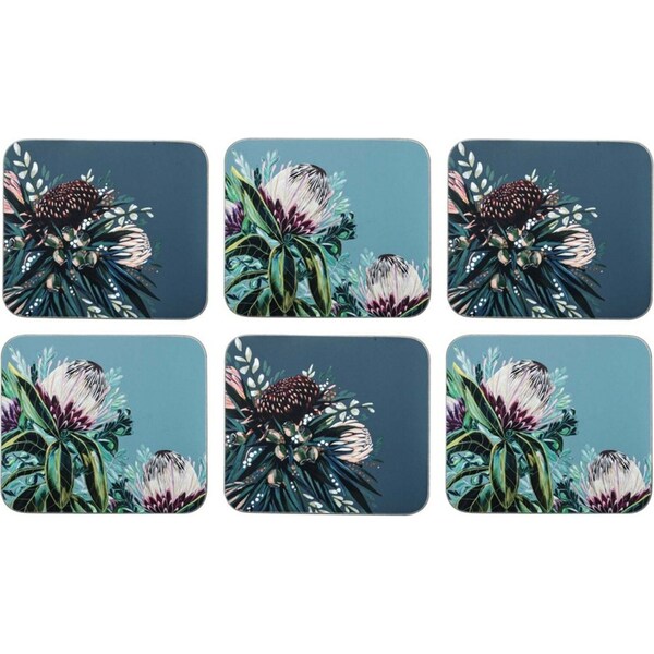6PK Ashdene Hardboard/Cork Radiance Coaster Set Home/Kitchen Table Protector Mat