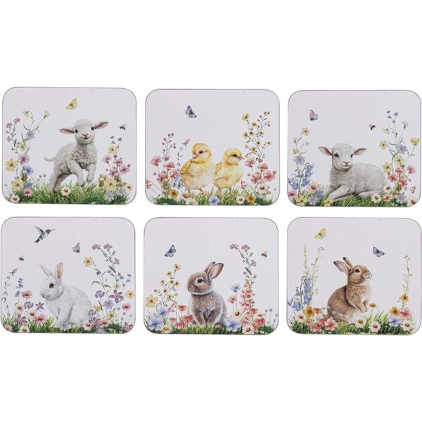 6PK Ashdene Hardboard/Cork 11cm Sweet Meadows Cup/Mug Coaster Table Protector