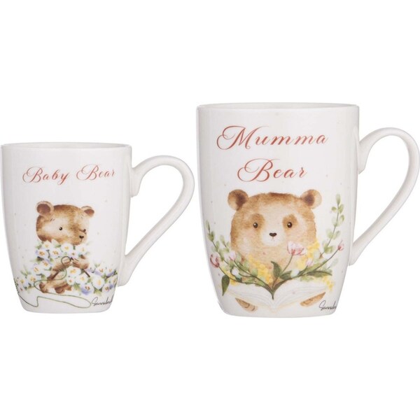 2pc Ashdene New Bone China Mini Me Bear Mug Gift Coffee/Tea Drinking Cup Set