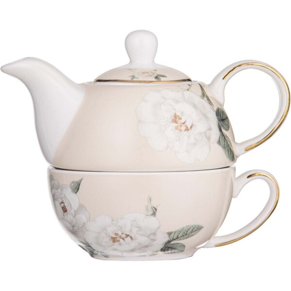 Ashdene Elegant Rose New Bone China 250ml Tea For One Brewing Pot/Cup Cream