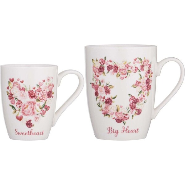2pc Ashdene New Bone China Mini Me Heart Mug Gift Coffee/Tea Drinking Cup Set