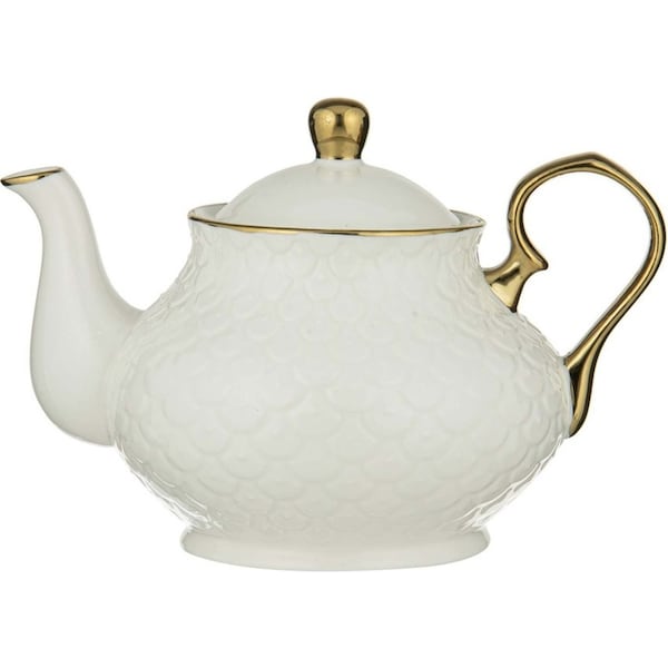 Ashdene New Bone China 770ml Ripple Teapot Coffee/Tea Pot Container Jug White