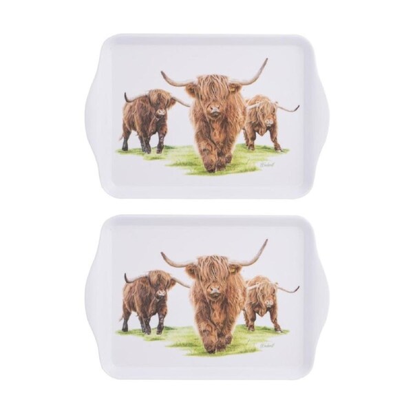 2PK Ashdene Matte Melamine Highland Herd Scatter Tray 21x14cm Kitchen Server