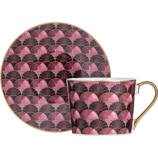2pc Ashdene Decadence 15cm New Bone China Tea Mug Cup/Saucer Drinkware Magenta