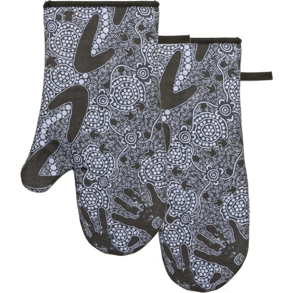 2pc Ashdene Cotton Maintaining Our Culture Oven Mitt Cooking/Baking Gloves Black