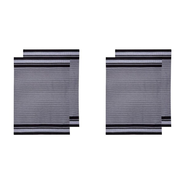 2x 2PK Ladelle Lennox Jumbo Cotton 60x80cm Kitchen Towel/Dishcloth Rect Black