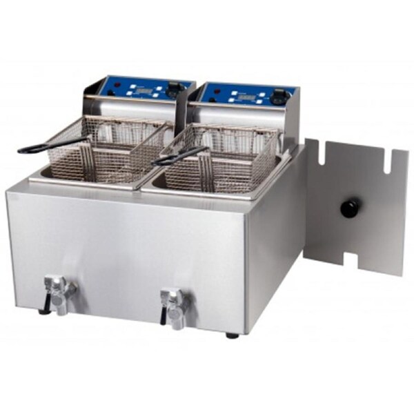 Birko Commercial 8 Litre 15 Amp Double Deep Fryer with Timer Controls