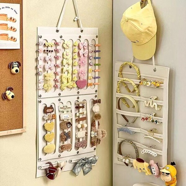 2 Pack Wall Hanging Headband Holder Hair Clip Storage Bag Hanger