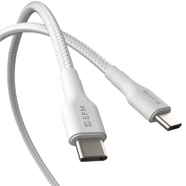 EFM Type-C to Type-C Braided Power and Data 2M Cable (White)