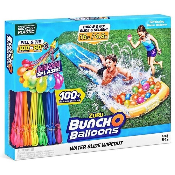 Zuru Bunch O Balloons Water Slide Wipeout With 100 Neon Water Balloons Play Gift