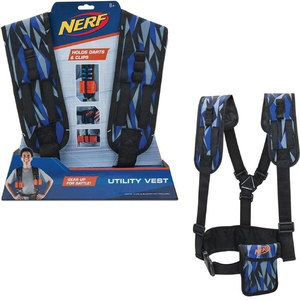 NERF Elite Utility Vest Holds Darts and Clips Gear Up For Battle Waist Band Play