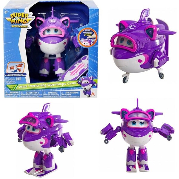 Super Wings 6 Inch Deluxe Transforming Super Charged Jett Donnie Airplane Toys Crystal.