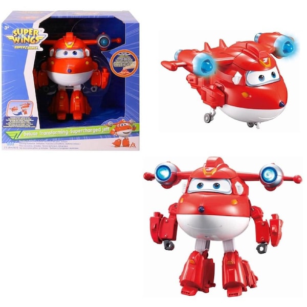 Super Wings 6 Inch Deluxe Transforming Super Charged Jett Donnie Airplane Toys Jett.