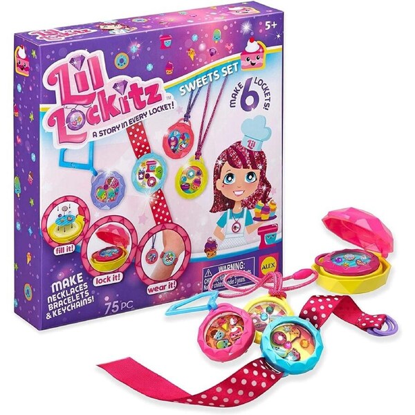 Alex Toys Lil Lockitz Sweets Set Ages 5+ Toy Locket Tops Necklace Bracelet Gem