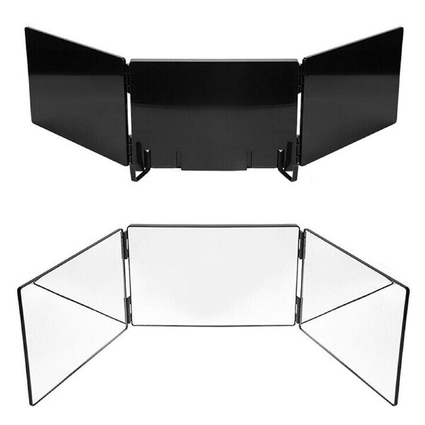 Adjustable Makeup Mirror Tri-Fold Hairdressing Self Haircut Hanging With Hook