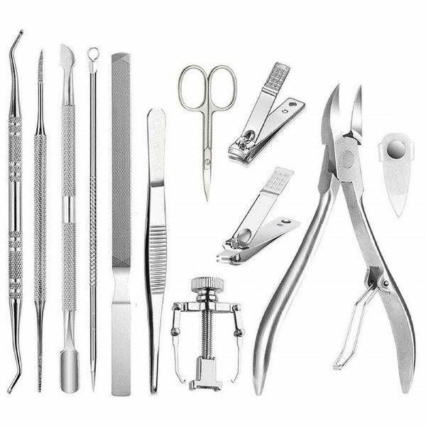 Ingrown Toenail Treatment Tool Foot Pedicure Household Nail Clipper Set - 12pcs