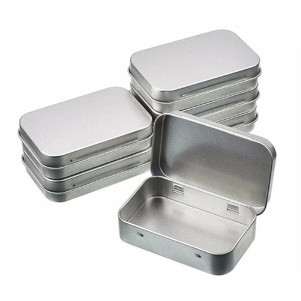 Metal Hinged Tin Box Container Blank Portable Small Storage Container Case - 6pcs