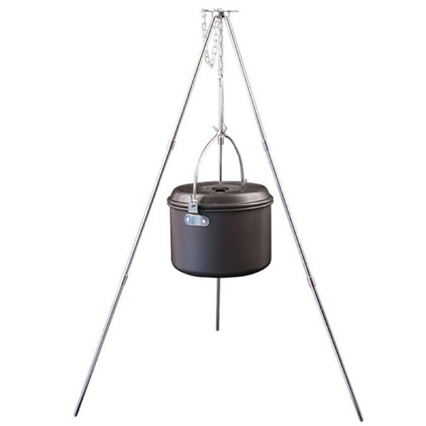 Camping Tripod Outdoor Cooking Campfire Picnic Pot Cast Iron Fire Grill Oven